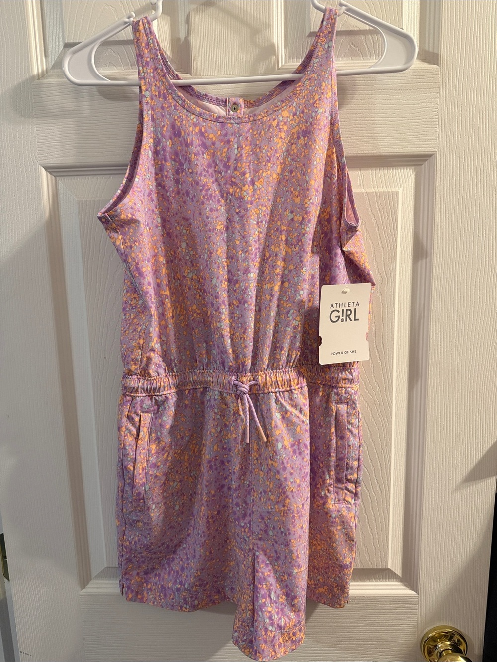 Athleta Lilac Floral Drawstring Girls Casual Dress